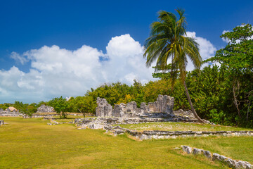 Ancient ruins of Maya in El Rey Archaeological Zone near Cancun, Yukatan, Mexico