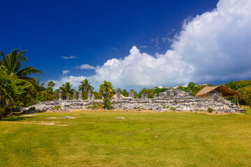 Ancient ruins of Maya in El Rey Archaeological Zone near Cancun, Yukatan, Mexico