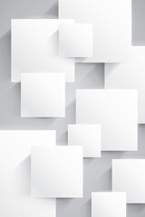 White empty squares, abstract composition. Vector design background