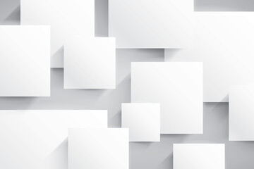 White empty squares, abstract composition. Vector design background