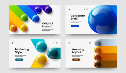 Modern 3D spheres brochure concept collection. Unique corporate identity vector design layout bundle.
