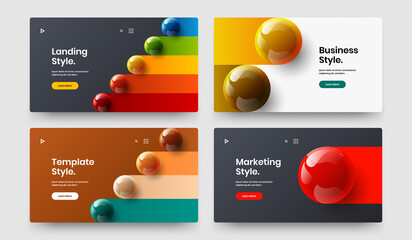 Abstract 3D balls cover layout composition. Simple brochure vector design illustration collection.