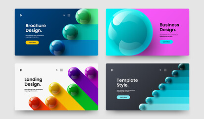 Isolated annual report design vector concept set. Trendy 3D balls website layout bundle.