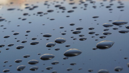 drops of rain in a ceramic coating 