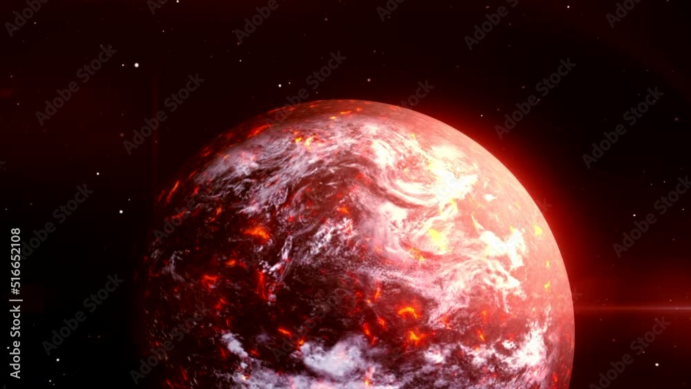 Poster unexplored 3d planet in space. motion. planet rotates in space. unknown dangerous or empty planet in