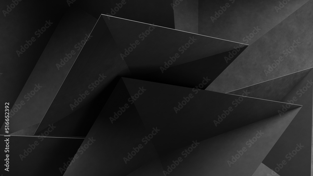 Wall mural mimalistic gray geometric shapes of triangles. gray background. 3d rendering