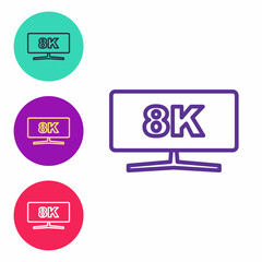 Set line Computer monitor icon isolated on white background. PC component sign. Set icons colorful. Vector
