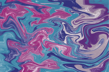 Obraz premium Abstract Psychedelic Wavy Liquid Tie Dye Marble Vector purple pink blue background design. Artistic hand drawn fluid wave marbling texture backdrop.