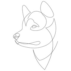 Alaskan Malamute dog portrait. Continuous line. Dog line drawing. Vector illustration
