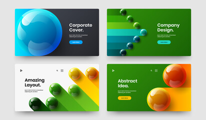 Creative 3D spheres booklet layout collection. Premium web banner design vector template composition.