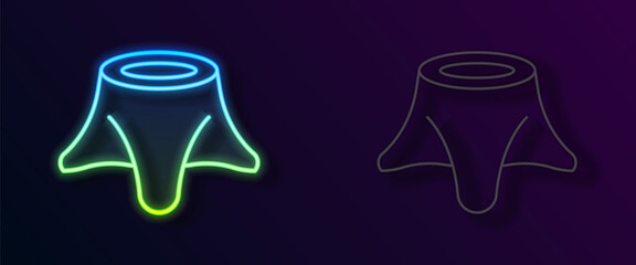 Glowing neon line Tree stump icon isolated on black background. Vector