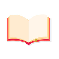 Open cartoon red book with empty pages vector icon - obrazy, fototapety, plakaty