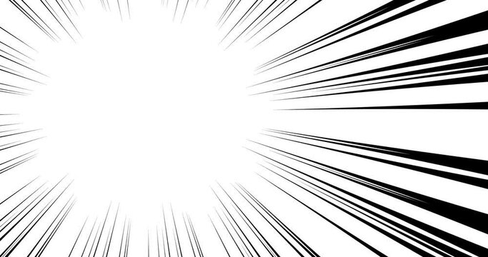 ぼかし無し集中線左上　漫画白背景