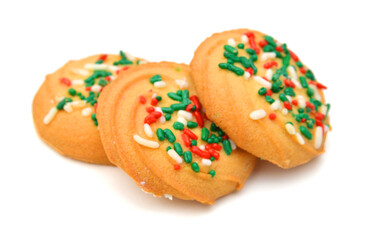 Sugar Cookie With Sprinkles Isolated On White