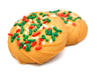 Sugar Cookie With Sprinkles Isolated On White