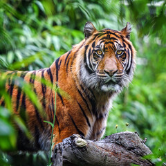 Close-up of a Sumatran tiger in the jungle - 516655338