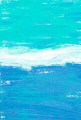 Abstract handpainted background. Oil brush strokes. White, blue and turquoise gradient. Acrylic