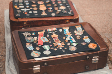 Collection of pins and medals