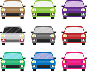 front view of a car in different colors