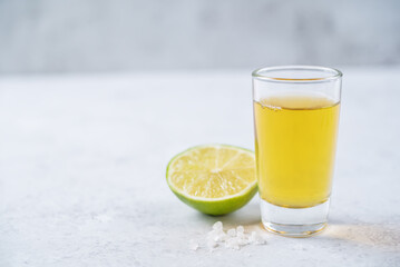 Tequila drink with lime and salt