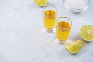 Tequila drink with lime and salt