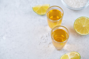 Tequila drink with lime and salt