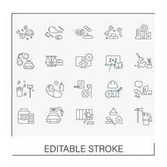  Professions line icons set. Various professions. Important jobs. Career concepts. Isolated vector illustrations.Editable stroke