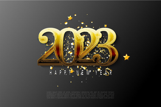 2023 happy new year background special edition on gold number.