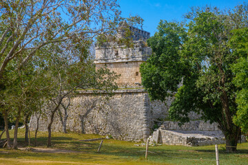 Naklejka premium Ruins of red house in Chichen Itza, Yucatan, Mexico, Maya civilization