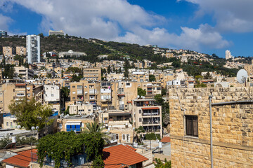Obraz premium Haifa, Israel - June 20, 2022, City view from above. Panorama