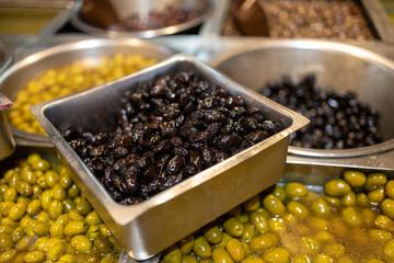 Various olives at a farmers' market in Haif