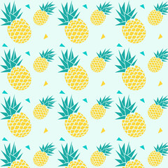 yellow pineapple with triangles geometric fruit summer tropical pattern  seamless 