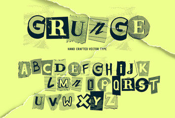 A set of grunge alphabet old and worn letters. Vector type illustration - 516662943