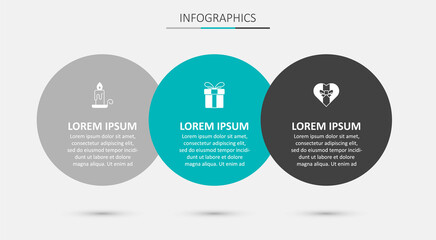 Set Gift box, Burning candle and . Business infographic template. Vector