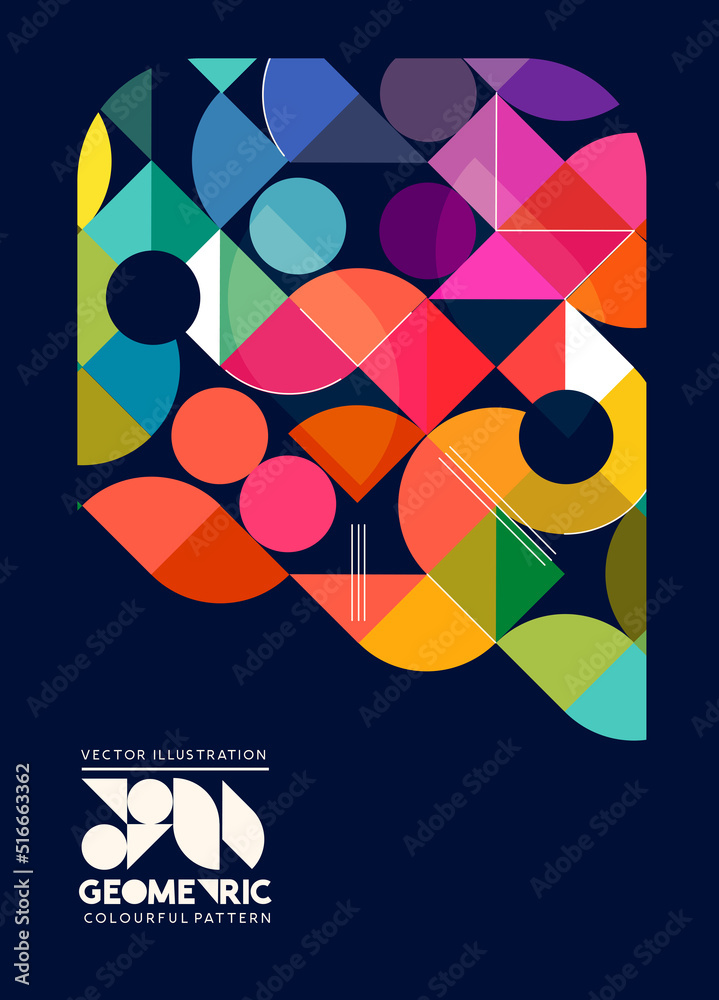 Wall mural abstract and colourful geometric layout pattern. vector illustration