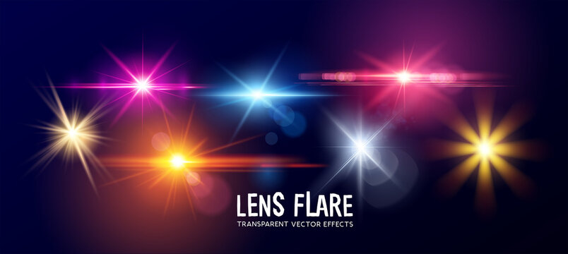 A collection of different transparent lens flare effects! Vector illustration