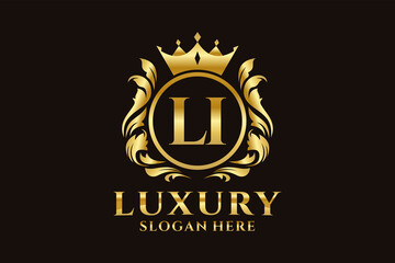 Initial LI Letter Royal Luxury Logo template in vector art for luxurious branding projects and other vector illustration. - obrazy, fototapety, plakaty