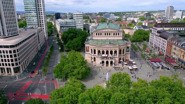 Old Opera building in Frankfurt called Alte Oper - aerial view - travel photography