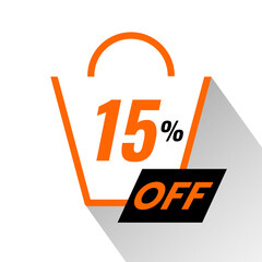 promotion discount 15 percentage balloon, orange bag