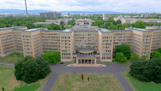 Famous Goethe University in Frankfurt - aerial view - travel photography