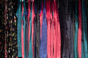 stall sells women's clothes on a patronal feast - matera, festa della bruna