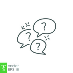 Question bubbles line icon. Ask help sign. Faq questionnaire symbol. Quality design element. Line style question bubbles icon. Vector EPS 10