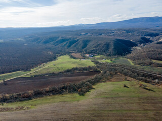 Fototapeta na wymiar Aerial view of Sakar Mountain, Bulgaria