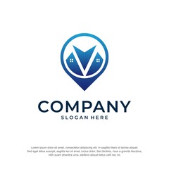 real estate logo gps premium vector