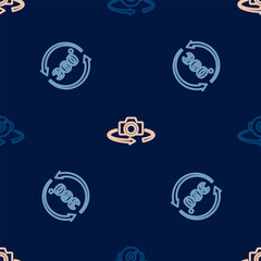 Set line 360 degree view, and on seamless pattern. Vector