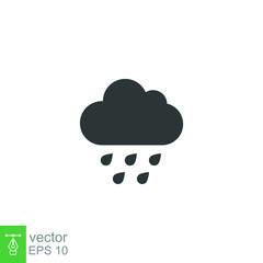 Rain cloud icon. Simple flat style. Drop water, cloudy symbol, raindrop, fall, spring, color, measure, nature, weather concept for web design. Vector illustration isolated on white background EPS 10