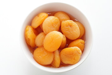 Dried fruit, apricot in bowl for healthy snack food image