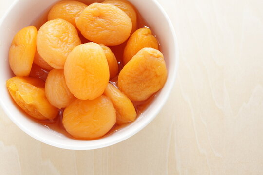 Dried fruit, apricot in bowl for healthy snack food image