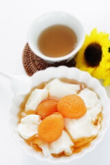 Chinese dessert, dried apricot and honey in Almond Tofu