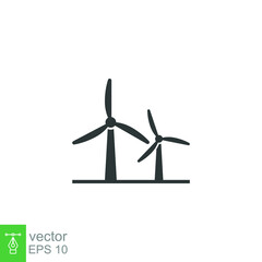 Wind power icon. Simple solid style. Mill, silhouette, farm, pictogram, wheel, power, technology, tower, power, energy alternative concept. Vector illustration isolated on white background EPS 10